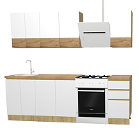 Кухня "Твист Лайт" 1.8 м Дуб бунратти/Белый (Без столешницы, мойки, сушки)