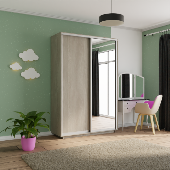 Шкаф-купе Экспресс ДСП/Зерк. 1200 х 2200 х 600