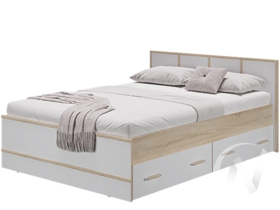 Кровать 1.4 LIGHT МС Сакура+ проложки ЛДСП 1400(белая шагрень)