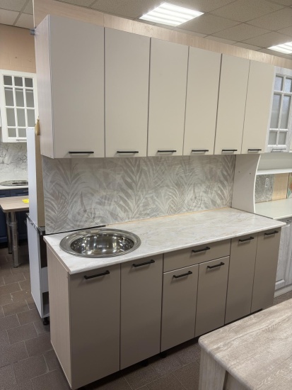 Кухня МДФ матовый Кварц светлый/Кварц темный