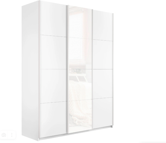 Шкаф-купе Широкий Прайм 3-х дверный (ЛДСП, Стекло белое)