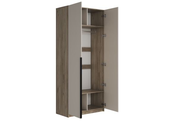 БОХО Шкаф ШК-001 (Шкаф со штангой, 2-ств.) Дуб крафт серый / Кашемир