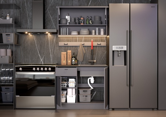 Кухонный Гарнитур "Энни" (1,0 м)  Графит серый/Черный				