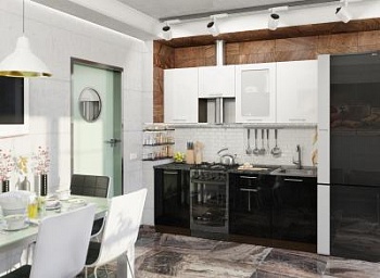 Кухня МДФ БЕЛО/ЧЕРНЫЙ