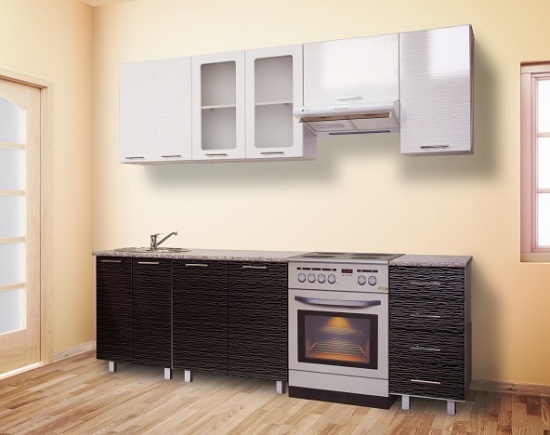 Кухня Марта страйп бело-черный (без столешницы)