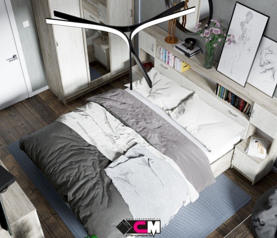 Спальня Басса дуб крафт серый/ дуб крафт белый