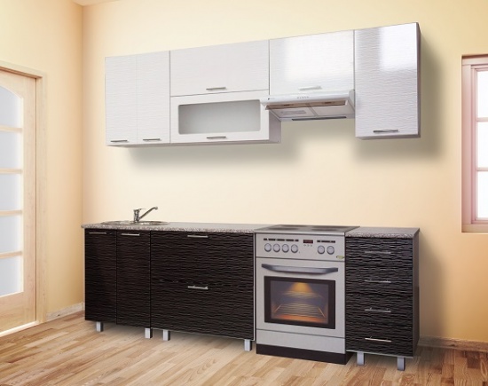 Кухня Марта страйп бело-черный (без столешницы)