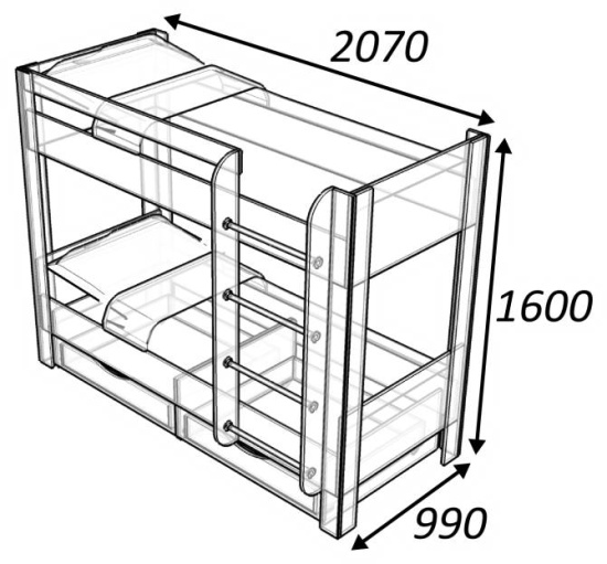 Кровать 2-х ярусная Школьник с ящиками 