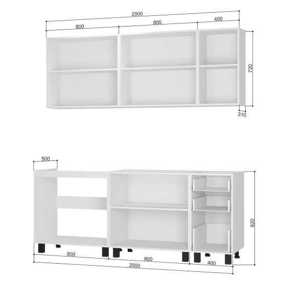 Кухня Сканди 2м №1 без столешницы