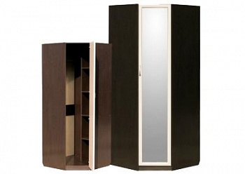 Шкаф угловой (с профилем МДФ) с зеркалом Венге/ дуб бел