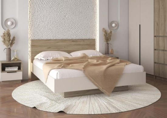 БОХО Кровать КР-001 Дуб крафт серый / Кашемир