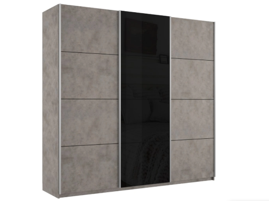 Шкаф-купе Широкий Прайм 3-х дверный (ЛДСП, Стекло черное)
