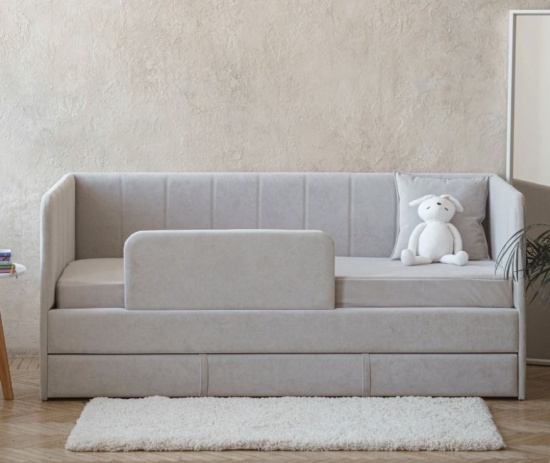 Детский диван-кровать DREAM line 90*180 в полоску с матрасом и чехлом