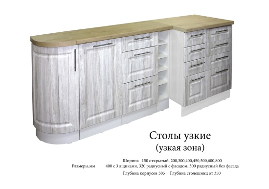 Кухня Классика 2 Столы узкие (узкая зона)