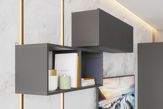 Денвер Полка книжная Графит серый