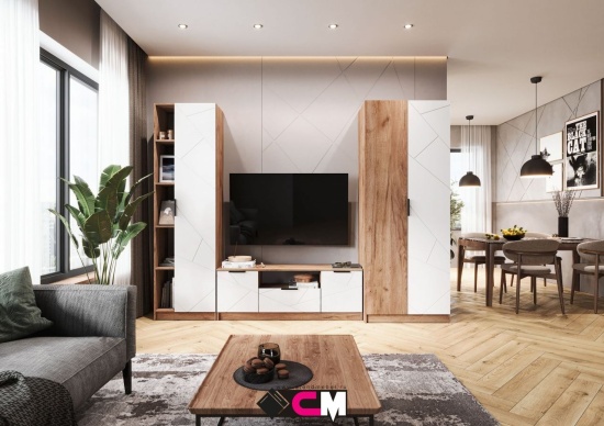 Модульная гостиная Орегон БЕЛЫЙ СУПЕРМАТ МДФ