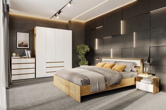 Спальня "Некст 1" Дуб Золотой/Белый