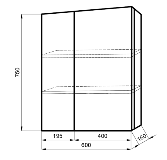 Шкаф навесной с зеркалом "Комбо" 60 комфорт