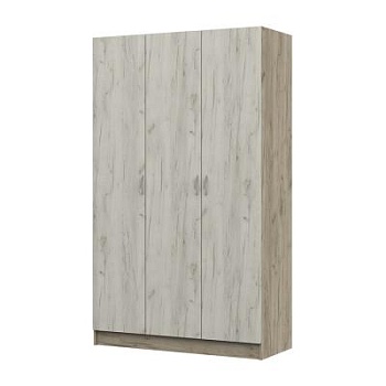 Басса Шкаф 3-х створчатый ЛДСП ШК 557 дуб крафт серый/дуб крафт белый