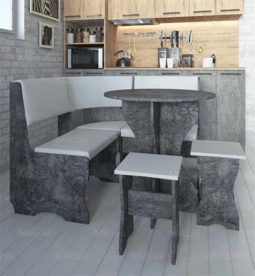 Кухонный уголок Лотос, ЛДСП цемент темный , к/з white