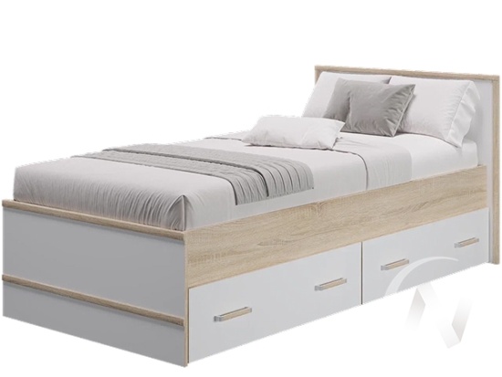 Кровать 0.9 LIGHT МС Сакура+проложки ЛДСП 900 (белая шагрень)
