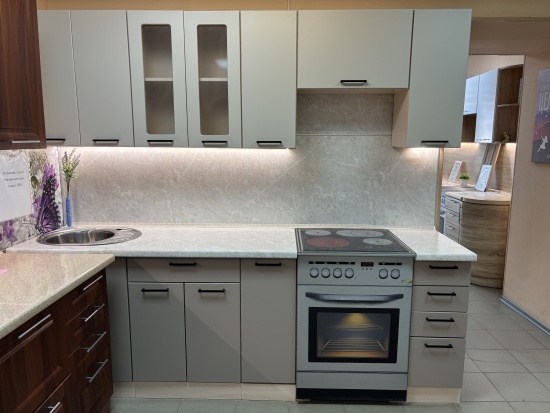 Кухня МДФ матовый Кварц светлый/Кварц темный