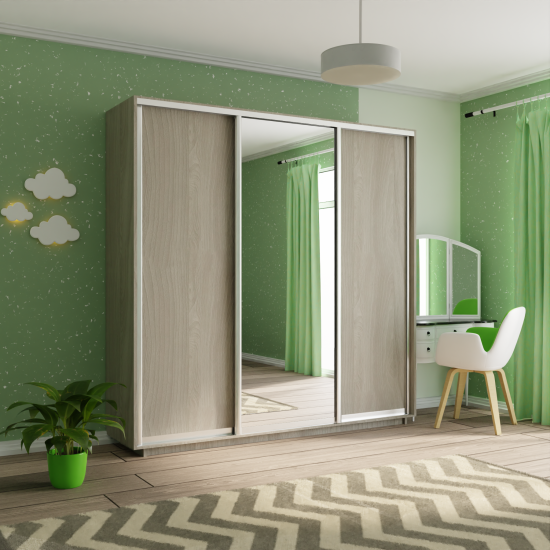 Шкаф-купе Экспресс ДСП/Зерк./ДСП 2400 х 2400 х 600