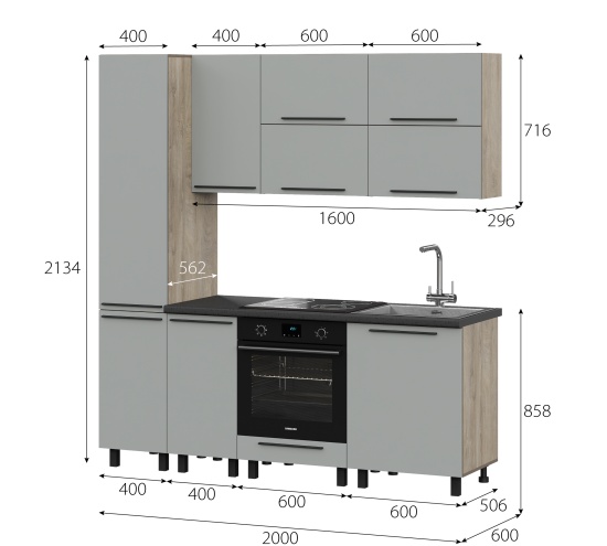 Модульная кухня "Этна" Софт Грей без столешницы