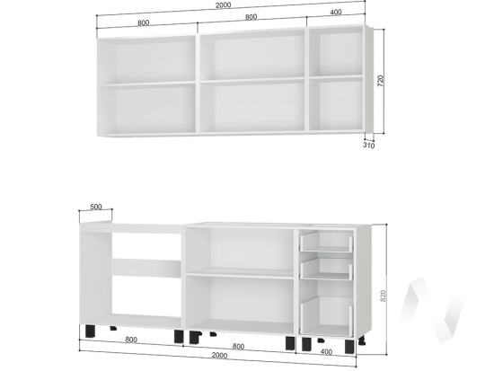 Кухня Сканди 2м №1 без столешницы