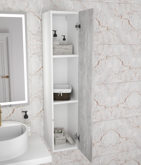 Пенал навесной А30 ультра (белый+серый камень) ЛДСП