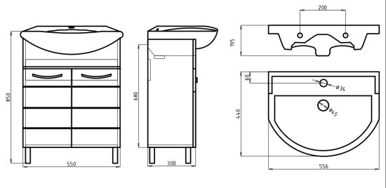 Тумба Уют 55 Экстра +Умывальник Уют 55