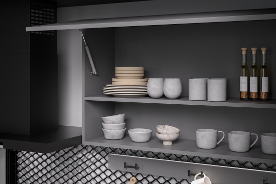 Кухонный Гарнитур "Энни" (1,0 м)  Графит серый/Черный				