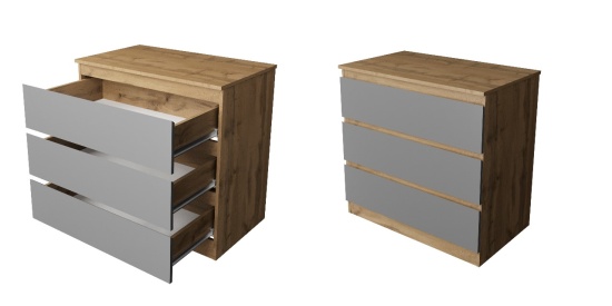 Комод "Твист" 3ящ. с полновыкатными направляющими