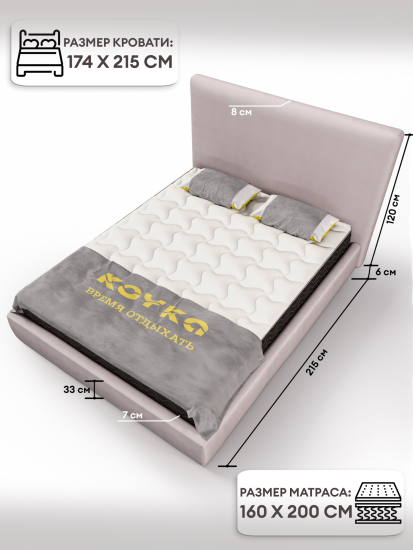 Кровать 1,6м Марта с подъемным механизмом