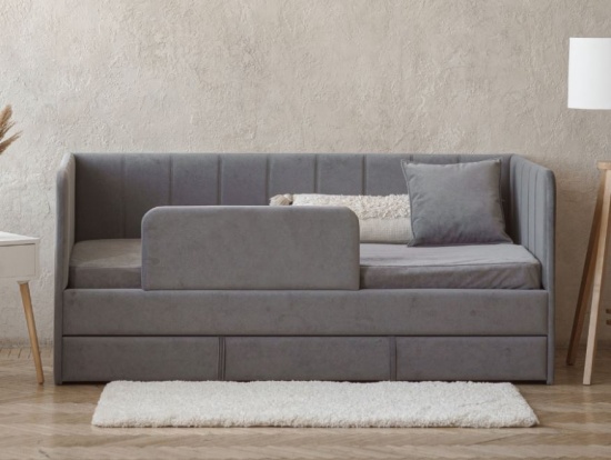 Детский диван-кровать DREAM line 90*180 в полоску с матрасом и чехлом