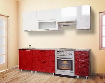 Кухня Марта страйп бело-красный (без столешницы)