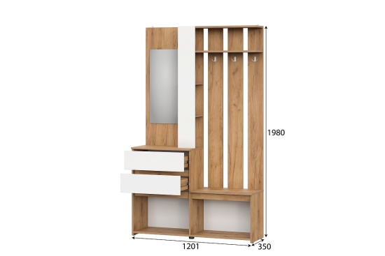 Модульная прихожая "Некст 1" Дуб золотой/Белый