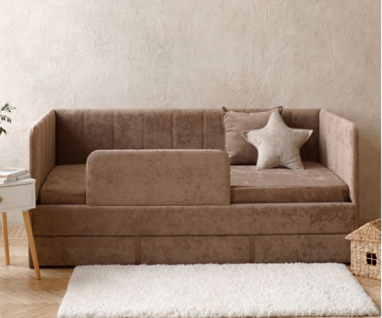 Детский диван-кровать DREAM line 90*180 в полоску с матрасом и чехлом