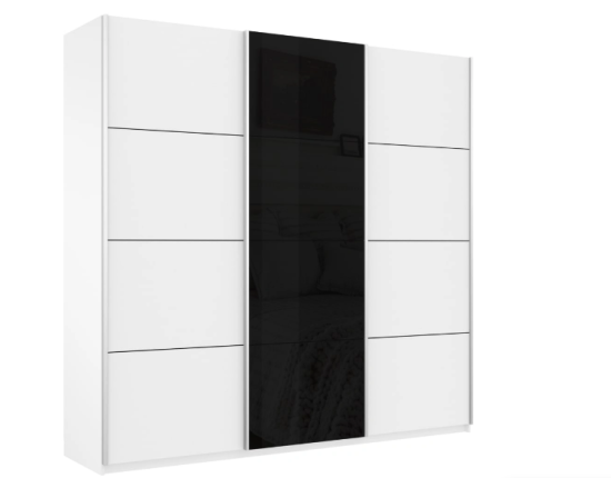 Шкаф-купе Широкий Прайм 3-х дверный (ЛДСП, Стекло черное)