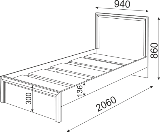 ОСТИН Кровать Модуль 21 основание ЛДСП