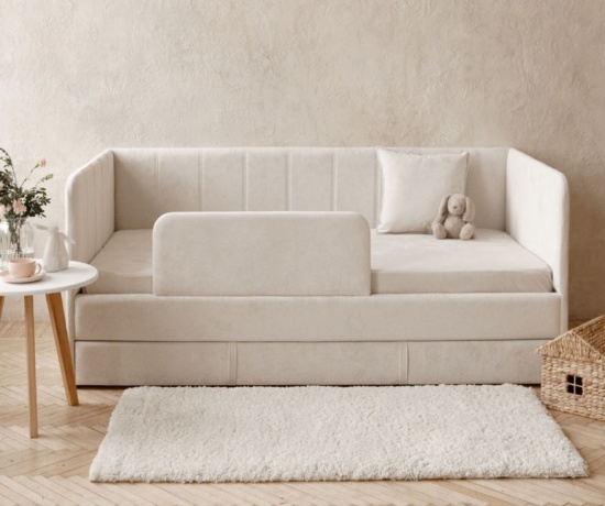 Детский диван-кровать DREAM line 90*180 в полоску с матрасом и чехлом