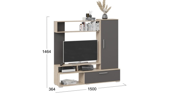 Стенка Сиена Дуб Сонома/Графит серый