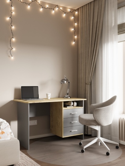 Стол однотумбовый "STIF" 3ящ белый (правый)