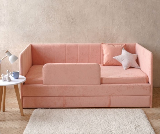 Детский диван-кровать DREAM line 90*180 в полоску с матрасом и чехлом