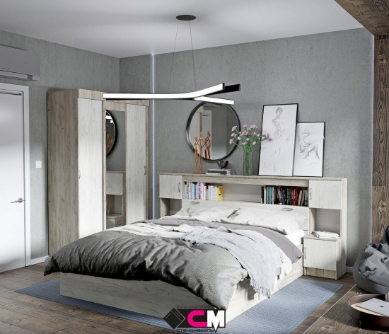 Спальня Басса дуб крафт серый/ дуб крафт белый