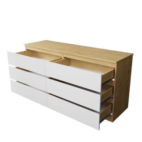 Комод Твист 6 ящиков мини 1400 дуб бунратти/белый