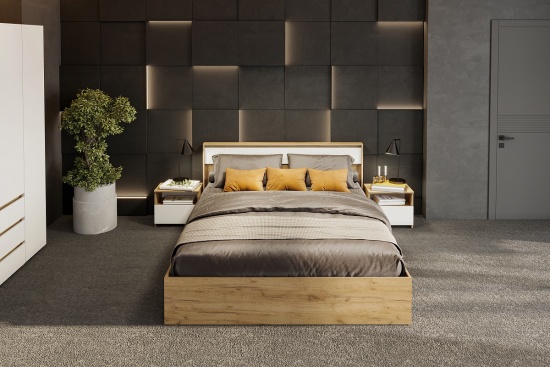 Спальня "Некст 1" Дуб Золотой/Белый