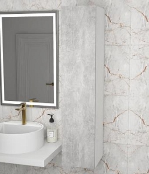 Пенал навесной А30 ультра (белый+серый камень) ЛДСП