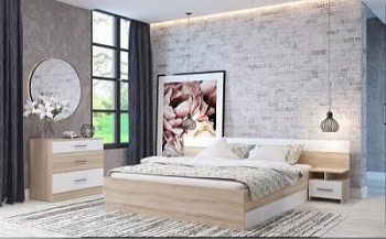 Спальный гарнитур Леси + основание Венге/ дуб бел